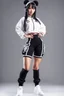 Placeholder: a cute full body shot of anime adult lady wearing hip hop dance clothes standing