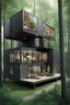 Placeholder: large house in the woods made from shipping containers, photorealistic