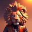 Placeholder: Lion toddler, smile, steampunk headphone, sunglass, gangsta neckless, full body, orange puffer jacket, tokio background, dramatic lighting, hyper realistic, unreal engine 5, 16k