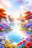 Placeholder: fantastic,Beautiful garden, flowers,rainbows,cascades