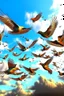 Placeholder: Generate an image of beautiful birds flying on the sky