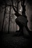 Placeholder: Night, trees, rocks, creepy, gothic horror films influence, photography