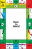 Placeholder: create a custom monopoly style board GAME with: EQUAL SIDES 12 SQUARE EACH SIDE WITH A BIG SQUARE IN THE MIDDLE. MAKE THE WRITING IN THE MIDDLE SAY OWN THE WORLD ,