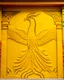 Placeholder: A light yellow temple with a glowing phoenix designed in ancient Egyptian hieroglyphics painted by Henri Matisse
