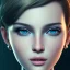 Placeholder: potrait girl look beautiful, close-up, dramatic, eyes like ocean blue, short hair, smile, 8k, rtx, eyebrows like serious, facing left, real, cute, hyper realistis