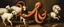 Placeholder: master oil painting by Rembrandt, cat octopus holding 8 sheep while 9 run away