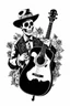 Placeholder: black and white graphic Old acoustic mariachi guitar day of the dead ONLY THE GUIATR