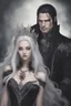 Placeholder: Vampire queen with white hair, with her king who has long black hair