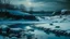 Placeholder: A cyan snowfield with tar pits painted by Francis Danby