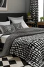 Placeholder: Printed grey and black optical illusion duvet