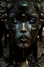 Placeholder: A beautiful voidcore vantablack gingebiomechanical woman young faced portrait with a voidcore gothica headdress with christmas metallic filigree gothica ornaments around ribbed with agate stones half face mand azurit mineral stone metallic steampunk filigree Golden voidcore shamanism rose on half face masque christmas athmospheric organic bio spinal ribbed detail of bokeh decadent gothica christmastree and lights backround and bokeh gothic ornaments around extremely detailed hyperrealistic maxim