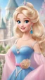 Placeholder: A beautiful young blonde girl in a blue dress, princess, front view, detailed face, long blonde hair and blue eyes, beautiful cartoon character, disney cartoon, barbie doll portrait, cinderella, beautiful face, glossy pink lips, disney princess, high quality, 4k