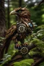 Placeholder: steam punk Eagle in all natural forest on a all natural tree branch framed