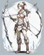 Placeholder: Girl Archer concept art, full body, sketch, coll style, bow