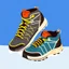 Placeholder: hand drawn line vector style of a hiking shoe, detailed