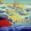 Placeholder: sureal landscape by yves tanguy and dr seuss