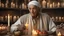 Placeholder: elderly male market trader selling many different types of candle, showing his head and upper body, perfect eyes, perfect anatomy, exquisite composition, beautiful detailed intricate detailed octane render, 8k artistic photography, photorealistic, soft natural volumetric cinematic perfect light, chiaroscuro, award-winning photograph, masterpiece, raphael, caravaggio, bouguereau