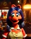 Placeholder: waitress woman with Sesame Street muppet mask-head, concept art, retro style, smooth, unreal engine 5, god lights, ray tracing, RTX, lumen lighting, ultra detail, volumetric lighting, 3d.