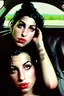 Placeholder: beautiful Singer Amy Winehouse, in a car, autochrome