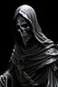 Placeholder: Etherial swordwraith wearing a silver metal mask wrapped in black cloth rags, undead, fantasy art, undead art, ghost