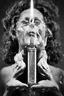 Placeholder: face melting light saber candle INFINATE MONEY GLITCH in the style of Eileen Agar surrealism black and white devinci