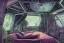 Placeholder: interior of a bedroom on a spaceship, in the background is large window showing a view of outer space, lush plants are spread around the room, intricate, elegant, highly detailed, smooth, sharp focus, detailed face, high contrast, graphic novel, art by ardian syaf