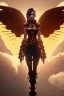 Placeholder: steampunk angel, clouds, golden glow, majestic, awe