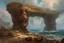 Placeholder: Clouds, rocks, cliffs, rocky land, sci-fi and fantasy, beyond and trascendent, 90's sci-fi movies influence, rodolphe wytsman and charles leickert impressionism paintings