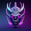 Placeholder: oni purple mask in galaxy, teal and purple smoke, detailed, realistic, 4k