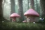 Placeholder: a cute fairy house pink and blue in the forest, spring time, mushrooms, 8k, flickering light, centered, high-quality, fine-detail, digital art, detailed matte, volumetric lighting, illustration, 3D octane render