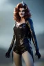 Placeholder: younger Rene Russo as evil queen in leather, cleavage, angry, stern look, unreal 5, octane render,cinema4d, dynamic lighting, dramatic lighting, 4k, redshift render, highly detailed, hyper realistic