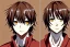 Placeholder: Detailed pretty anime boy, brown hair with blonde strips, keep head in frame, headshot, glaring, brown eyes, covered in bandages, looking serious, illustration, digital painting, only one character, color scheme red, wearing many bandages, Osamu Dazai inspired, anime inspired, manga, dazai, red hair, Chuuya, pretty, scruffy, angry, brooding, manga inspired, small nose, long lower eyelashes, handsome, one character, headshot, glaring, cute, wearing a bandage on neck, small nose, scruffy hair