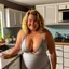 Placeholder: 49 years old plus size girl, in the kitchen,bikini