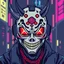 Placeholder: 8 bit pixelart cyberpunk,Hannya-Maske, Comic style