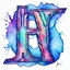 Placeholder: Letter "H" - cyberpunk style - Watercolor and watercolor painted style - Jenna Rainey style