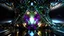 Placeholder: a 3d fractal stage structre made of metallic color 3d structures, pertty artistc background,dynamic lights