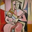 Placeholder: picasso cubism pink woman and one child