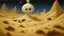 Placeholder: An ivory sandy desert with glowing eyes painted by Qiu Ying