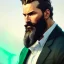 Placeholder: "MIddle aged white human male, with a trimmed but uneven beard, piercing green eyes with slick back hair,complete head and shoulders portrait, 8k resolution concept art portrait by Greg Rutkowski, Artgerm, WLOP, Alphonse Mucha dynamic lighting hyperdetailed intricately detailed Splash art trending on Artstation triadic colors Unreal Engine 5 volumetric lighting Splash art fantasy"