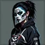 Placeholder: Navajo goth female assassin, bold facepaint, sweatshirt, anime style