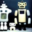 Placeholder: Old photo of 1980s robots and sooty and cat