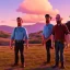 Placeholder: Walter White and his family at a shootout, 8k, realistic face, with a fedora, sunset background,