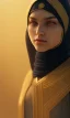 Placeholder: Arab teen girl , cute, beautiful, long hair, wavy hair, black eyes,She wears an Arab abaya، head and shoulders portrait, cinematic, 8k, resolution concept art portrait by Greg Rutkowski, Artgerm, WLOP, Alphonse Mucha dynamic lighting hyperdetailed intricately detailed