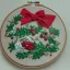 Placeholder: exquisite whimsical christmas candy in embroidery hoop, intricate, highly detailed, linen and wood backdrop