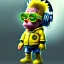 Placeholder: Bart Simpson toddler, steampunk headphone, sunglass, gangsta neckless, full body, yellow puffer jacket, tokio background, dramatic lighting, hyper realistic, unreal engine 5, 16k