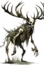 Placeholder: wendigo with a deer skull covering head and face with a snout and emaciated full body image