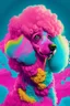 Placeholder: pink poodle in percy jackson style , fun colorfull, psychedelic