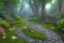 Placeholder:  winding stone path lit river