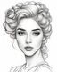 Placeholder: outline art for a gorgeous and sweet lady face, french twist, rose in her hair, coloring page, white background, sketch style, only use outline, clean line art, white background, no shadows and clear and well outlined