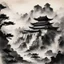 Placeholder: A mighty fort Zantonius in it's prime in Chinese Style Ink Painting Art style